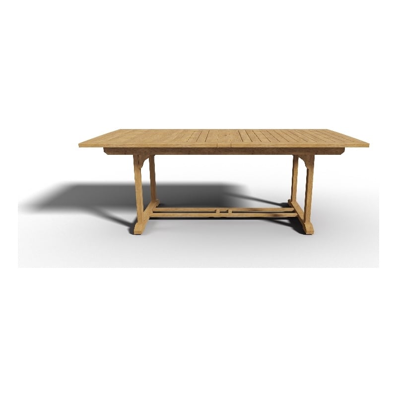 Pemberly Row Teak Outdoor Dining Table with Double Extensions Natural