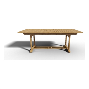 Pemberly Row Teak Outdoor Dining Table with Double Extensions Natural