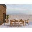 Pemberly Row Traditional Teak Barrel Back Outdoor Dining Armchair in Natural