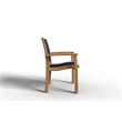 Pemberly Row Stacking Teak Outdoor Dining Armchair in Blue (Set of 4)