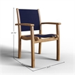Pemberly Row Stacking Teak Outdoor Dining Armchair in Blue (Set of 4)