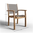 Pemberly Row Stacking Teak Outdoor Dining Armchair in Taupe (Set of 4)
