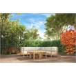 Pemberly Row Teak Outdoor Sectional Right Sofa with Canvas Cushion in Tan