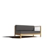 Pemberly Row Traditional Teak Outdoor Sectional Right Sofa with Charcoal Cushion