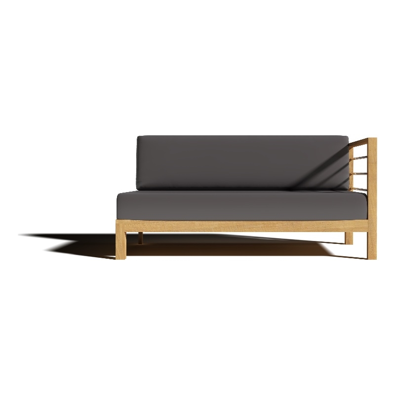 Pemberly Row Traditional Teak Outdoor Sectional Right Sofa with Charcoal Cushion