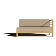 Pemberly Row Traditional Teak Outdoor Sectional Right Sofa with Fawn Cushion