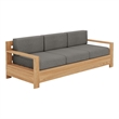 Pemberly Row Traditional Teak Deep Seating Outdoor Sofa with Charcoal Cushions