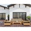 Pemberly Row Traditional Teak Deep Seating Outdoor Sofa with Fawn Cushions