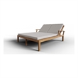 Pemberly Row Traditional Outdoor Teak Double Reclining Sunlounger in Tan