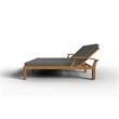 Pemberly Row Traditional Outdoor Teak Double Reclining Sunlounger with Charcoal