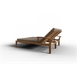 Pemberly Row Outdoor Teak Double Reclining Sunlounger w/ Fawn Cushion