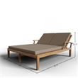 Pemberly Row Outdoor Teak Double Reclining Sunlounger w/ Fawn Cushion
