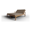 Pemberly Row Outdoor Teak Double Reclining Sunlounger w/ Fawn Cushion