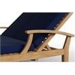 Pemberly Row Outdoor Teak Double Reclining Sunlounger w/ Navy Cushion