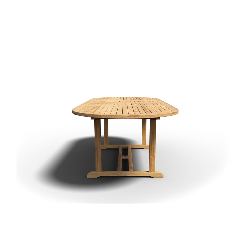 Pemberly Row Outdoor Dining Table w/ Extension & Umbrella Hole Natural