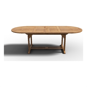 Pemberly Row Outdoor Dining Table w/ Extension & Umbrella Hole Natural