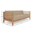 Pemberly Row Traditional 3-Person Teak Outdoor Sofa with Fawn Cushions