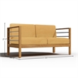 Pemberly Row Traditional 3-Person Teak Outdoor Sofa with Dupione Cornsilk Yellow