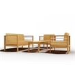 Pemberly Row Traditional 3-Person Teak Outdoor Sofa with Dupione Cornsilk Yellow