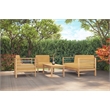 Pemberly Row Traditional 3-Person Teak Outdoor Sofa with Dupione Cornsilk Yellow