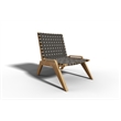 Pemberly Row Traditional Teak Outdoor Woven Chat Chair in Gray