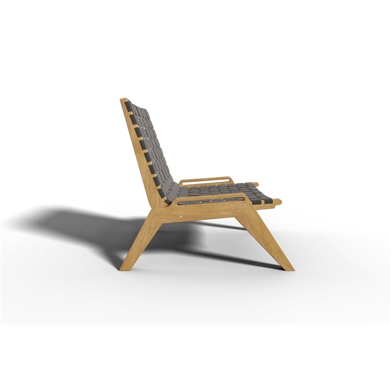Pemberly Row Traditional Teak Outdoor Woven Chat Chair in Gray