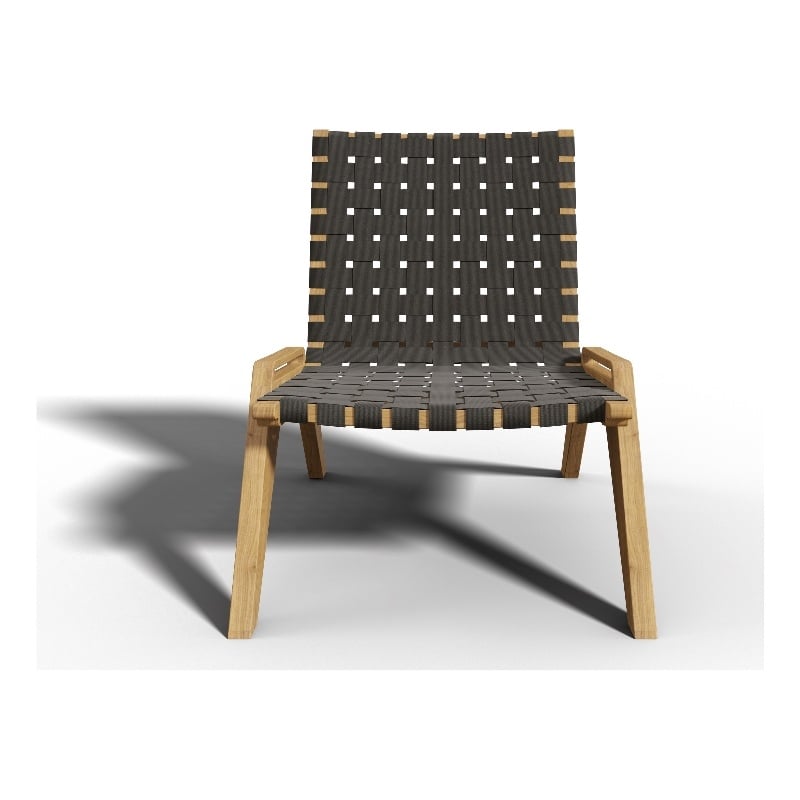Pemberly Row Traditional Teak Outdoor Woven Chat Chair in Gray