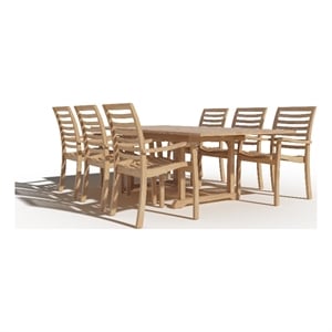 Pemberly Row 5-Piece Family Outdoor Dining Set w/Extendable Table Natural