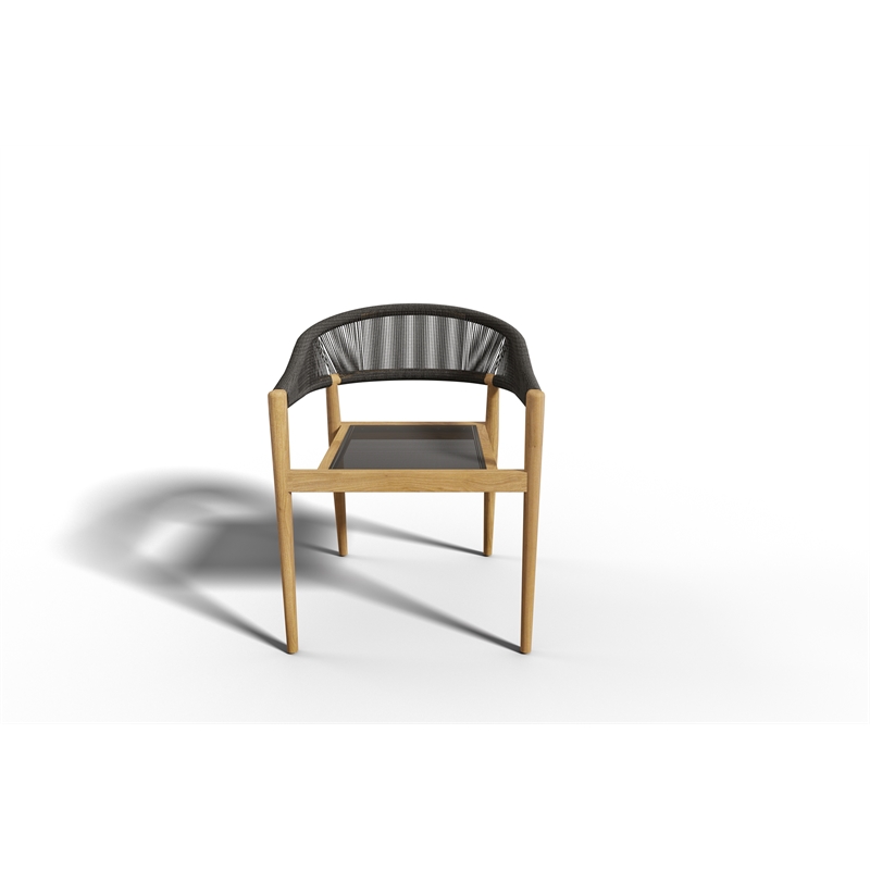 Pemberly Row 5-Piece Round Teak Outdoor Dining Set with Armchairs Black