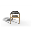 Pemberly Row 5-Piece Round Teak Outdoor Dining Set with Armchairs Black