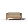 Pemberly Row 4-Piece Teak Outdoor Patio Deep Seating Set w/ Fawn Cushions