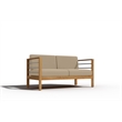 Pemberly Row 4-Piece Teak Outdoor Patio Deep Seating Set w/ Fawn Cushions