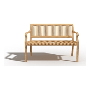 Pemberly Row Traditional 2-Person Teak Outdoor Bench in Natural