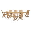 Pemberly Row 9-Piece Teak Outdoor Dining Set with Extendable in Natural