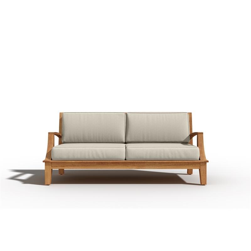 Pemberly Row 4-Piece Teak Outdoor Patio Deep Seating Set with Cushions Tan