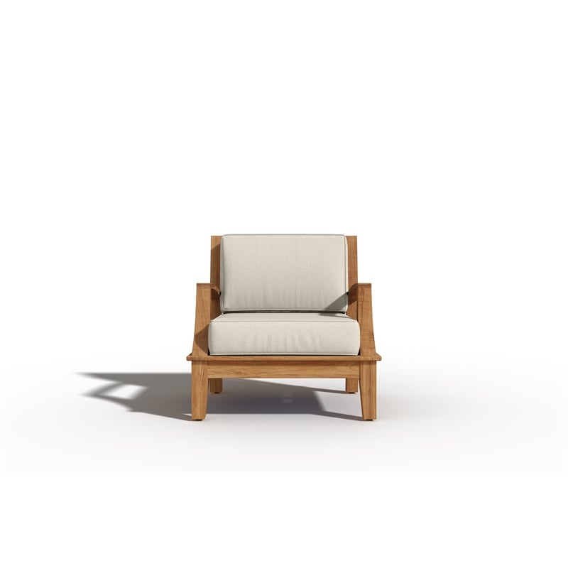 Pemberly Row 4-Piece Teak Outdoor Patio Deep Seating Set with Cushions Tan