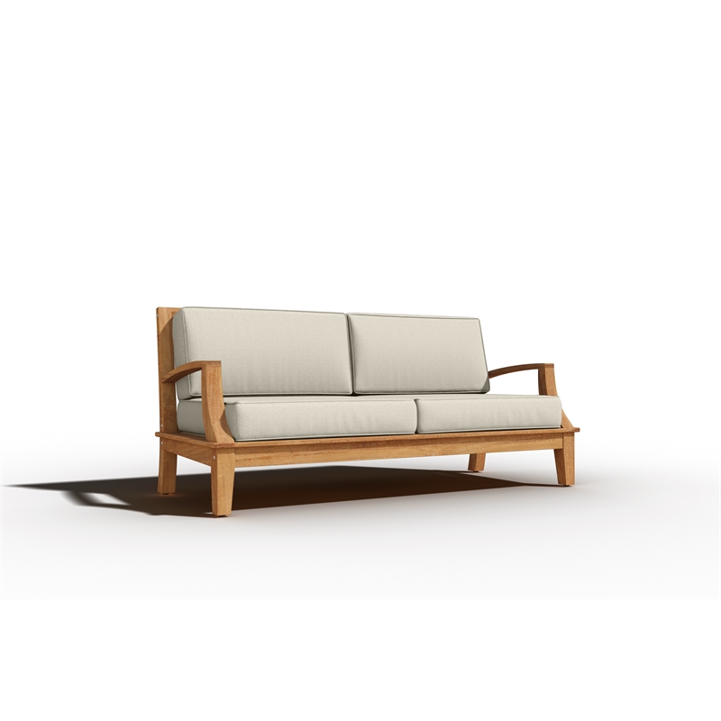 Pemberly Row 4-Piece Teak Outdoor Patio Deep Seating Set with Cushions Tan