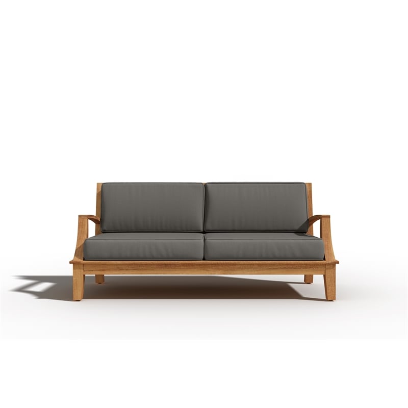Pemberly Row 4-Piece Teak Outdoor Patio Deep Seating Set with Charcoal