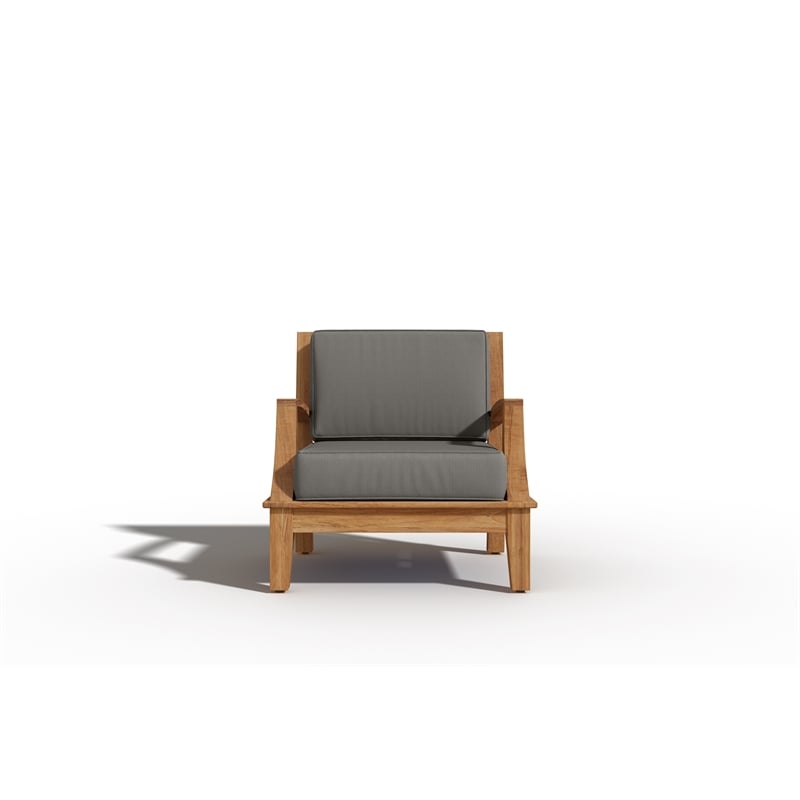 Pemberly Row 4-Piece Teak Outdoor Patio Deep Seating Set with Charcoal