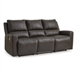 Pemberly Row Power Reclining Sofa & Loveseat Set in Brown Leather