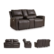 Pemberly Row Power Reclining Sofa & Loveseat Set in Brown Leather