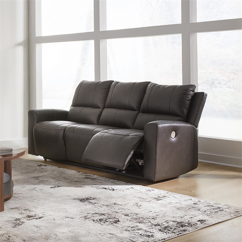 Pemberly Row Power Reclining Sofa & Loveseat Set in Brown Leather
