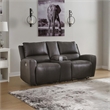 Pemberly Row Power Reclining Sofa & Loveseat Set in Brown Leather