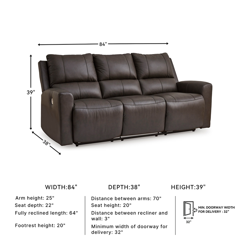 Pemberly Row Power Reclining Sofa & Loveseat Set in Brown Leather
