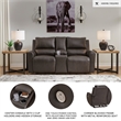 Pemberly Row Power Reclining Sofa & Loveseat Set in Brown Leather