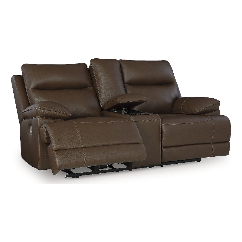 Pemberly Row Power Reclining Sofa & Loveseat Set in Brown Leather