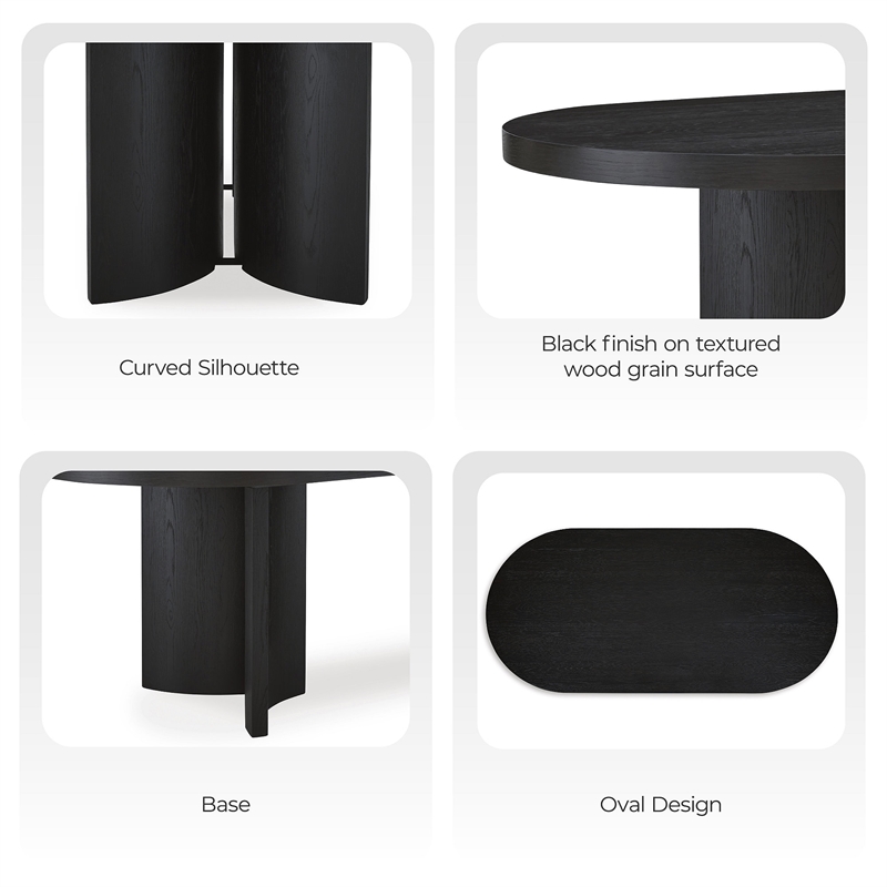 Pemberly Row Set of 4 White Dining Chairs & Black Oval Dining Table