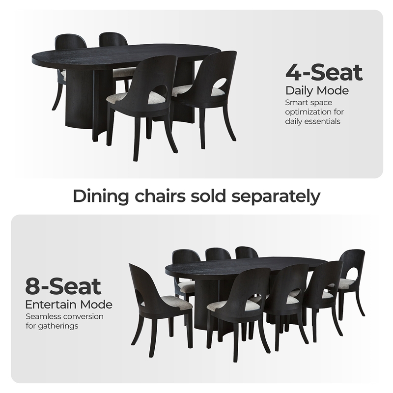 Pemberly Row Set of 4 White Dining Chairs & Black Oval Dining Table