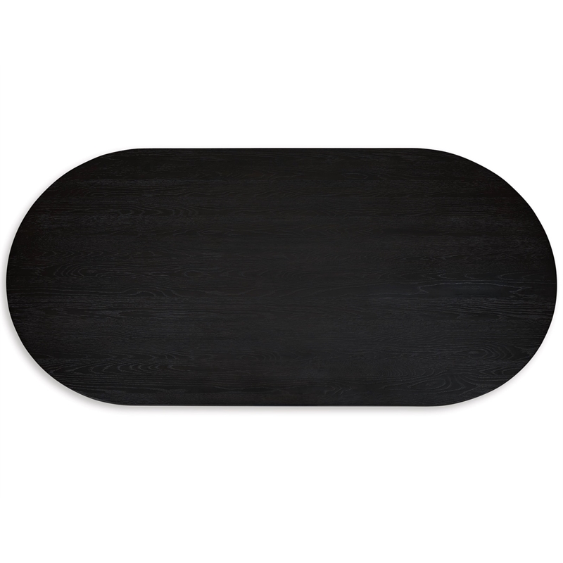 Pemberly Row Set of 4 White Dining Chairs & Black Oval Dining Table