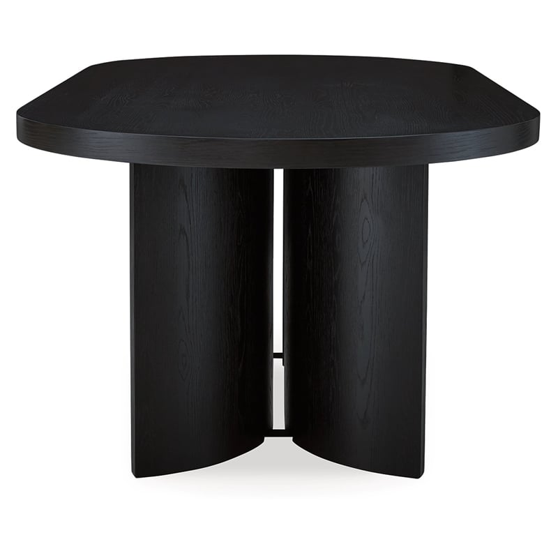 Pemberly Row Set of 4 White Dining Chairs & Black Oval Dining Table